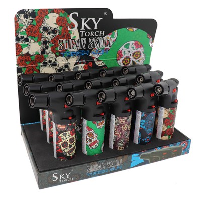 SKY TORCH 4'' SUGAR SKULL SIDE TORCH 15CT/PACK